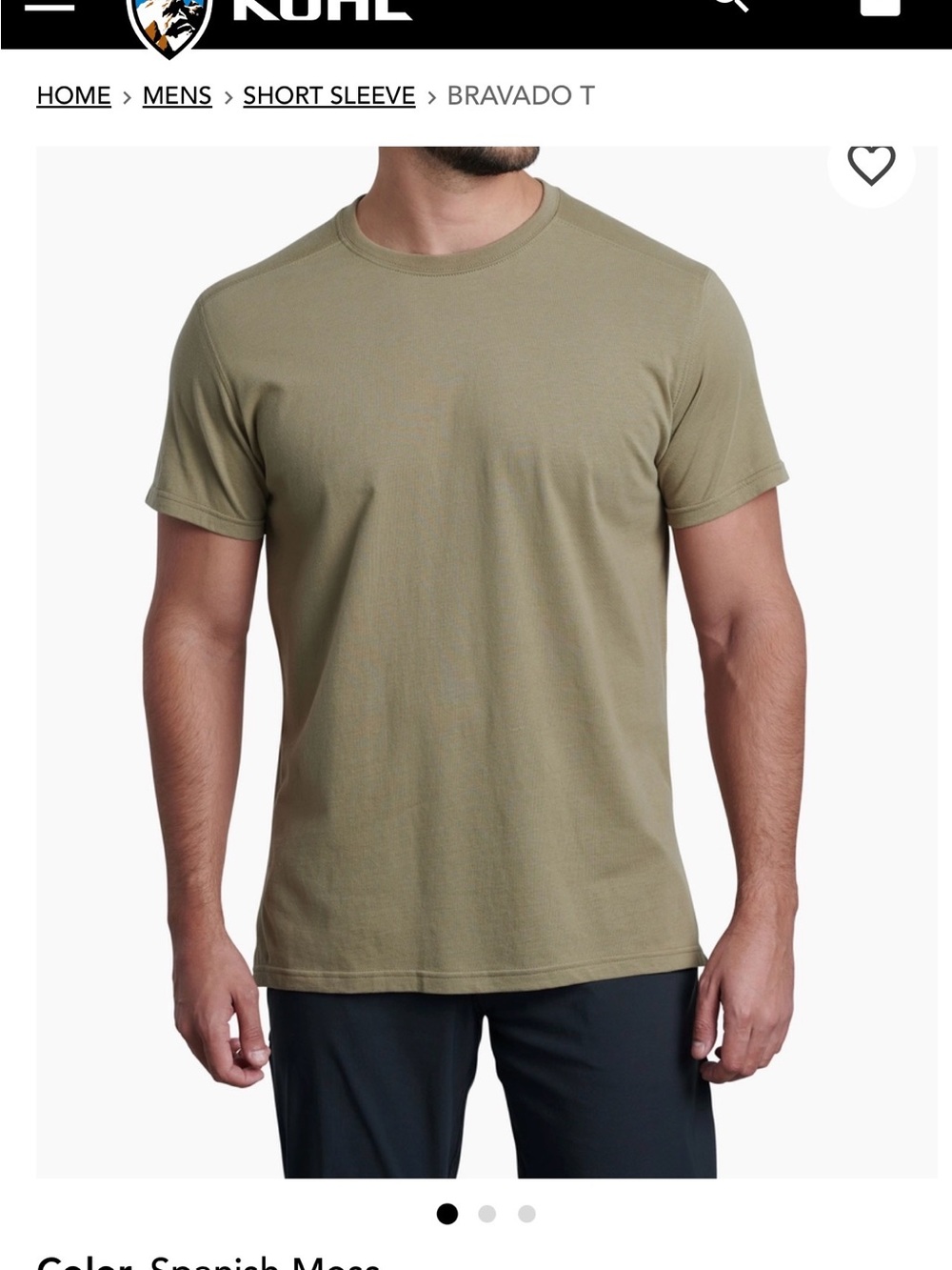 KUHL Bravado Short Sleeve Tee in Spanish Moss